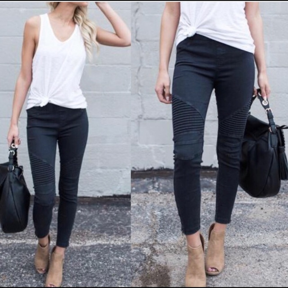 Black Stretchy Biker Pants.